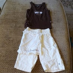 Jean Bourget Girls Brown Top w/ Cream Pants Set